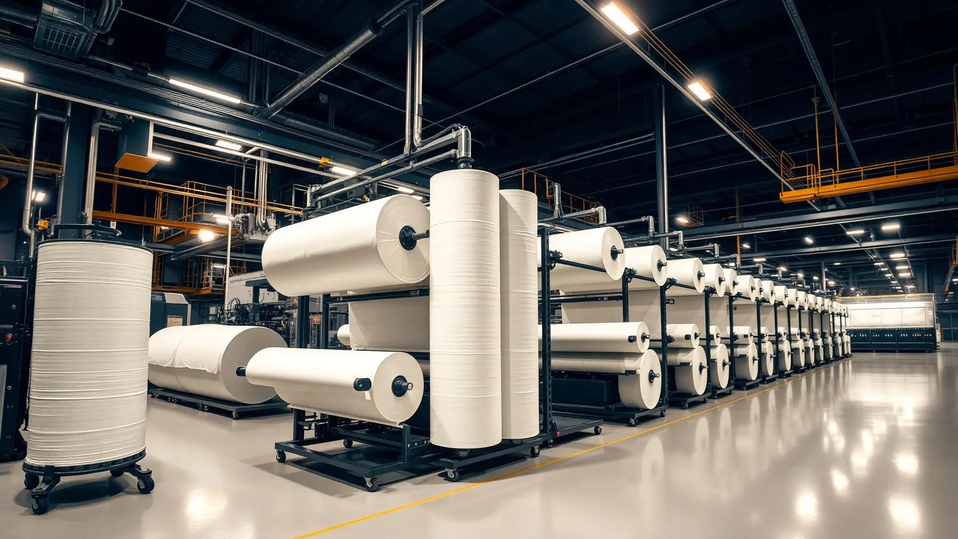 Nonwoven fabric production line at the SGI Packaging factory in Ajman, U.A.E.