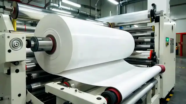 Spunlace rolls, rolled wet towels and nonwoven bags moving through production