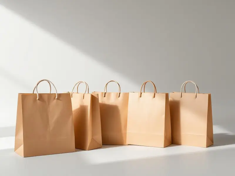 Luxury kraft and coated paper bags with rope and ribbon handles, custom printed by ANSAM, a brand of SGI Packaging L.L.C., Ajman, UAE